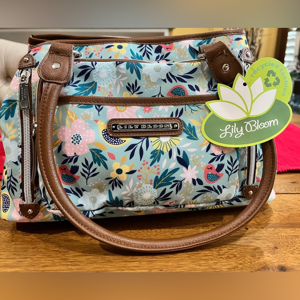 NWT Lily Bloom Blue Floral Birdie Satchel